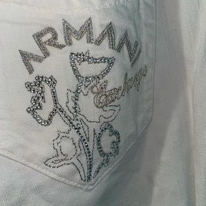 Armani Exchange white crop pant with logo